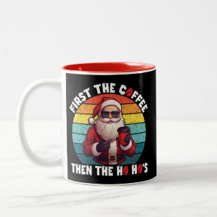Eerst de koffie, dan de Kerstman van Ho Ho Tweekleurige Koffiemok