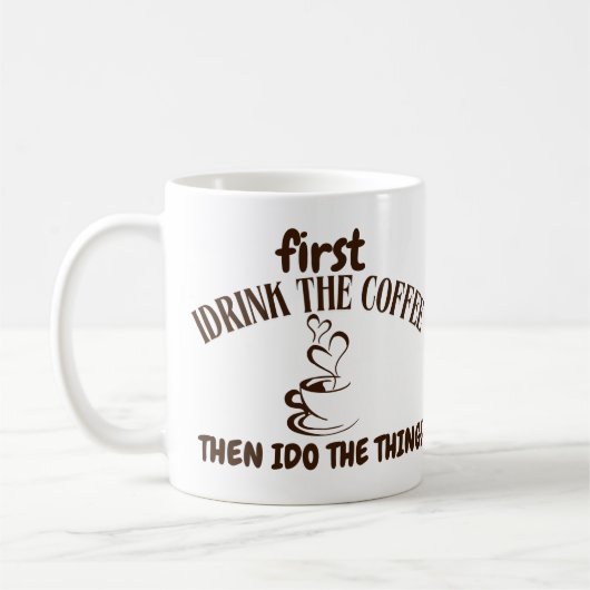 Eerst de koffie drink koffiemok (Links)