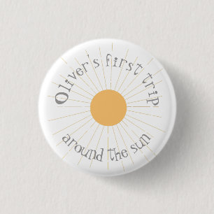 Eerst de zon omdraaien, Birthday boho Ronde Button 3,2 Cm