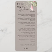 Eerst dineren we Taupe Tropical Floral Wedding Men Menu (Voorkant)
