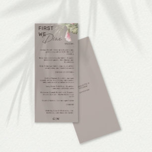 Eerst dineren we Taupe Tropical Floral Wedding Men Menu