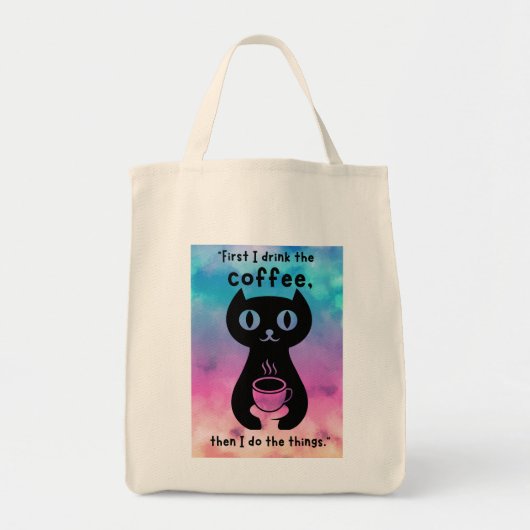 Eerst drink ik de koffie, dan doe ik dit tote bag (Voorkant)