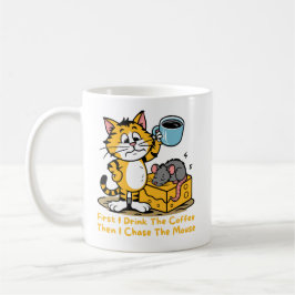Eerst Drink ik de koffie Funny Cat Mouse Coffee Koffiemok
