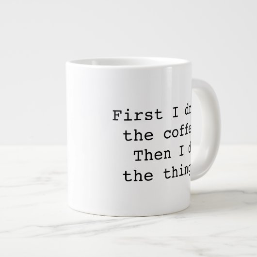 Eerst drink ik de koffiejumbo-mok grote koffiekop (Voorkant rechts)