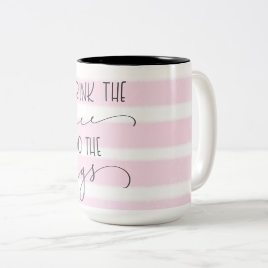 Eerst drink ik de koffieroze gestreept mok (Voorkant rechts)