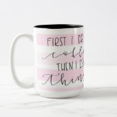 Eerst drink ik de koffieroze gestreept mok (Links)