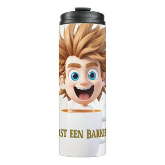 Eerst een Bakkie - vrolijk design Thermosbeker