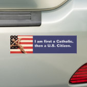 Eerst een katholieke, daarna een Amerikaanse staat Bumpersticker (Op auto)