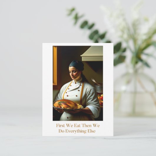 Eerst eten we - Briefkaart (Staand voorkant)