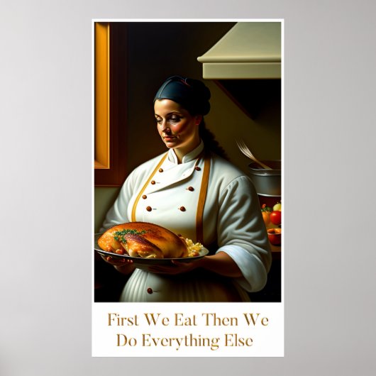 Eerst eten we - Groot keukenPoster Poster (Voorkant)