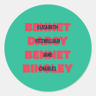 Eerst & Familienamen van de Karakters van de Trots Ronde Sticker