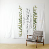 Eerst Heilige Communie Gouden Kruis Groene Foto Ac Wandkleed (In Situ (horizontaal))