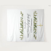 Eerst Heilige Communie Gouden Kruis Groene Foto Ac Wandkleed (Voorkant (horizontaal))