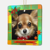 Eerst Kerst Plaid Foto van Jou Keramisch Ornament (Links)