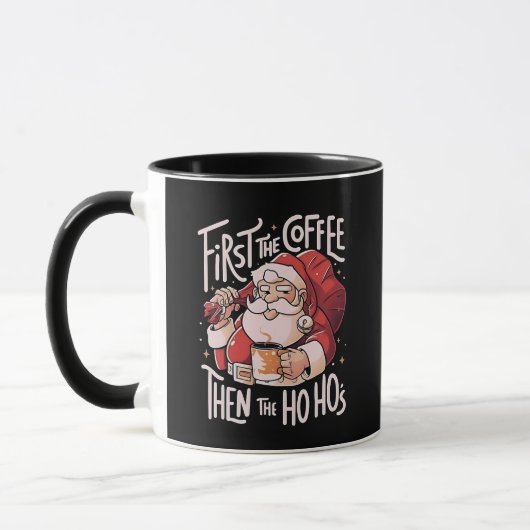 Eerst koffie, dan de Ho Hos Kerstman Mok (Links)