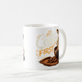 Eerst koffie, dan mensen Funny koffiemok (Voorkant rechts)