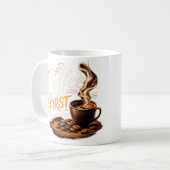Eerst koffie, dan mensen Funny koffiemok (Voorkant links)