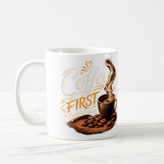 Eerst koffie, dan mensen Funny koffiemok (Links)