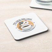 Eerst koffie, dan miauw ik een Schattigee kat Bier Onderzetter (Linkerzijde)