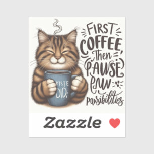Eerst koffie dan mogelijkheden Cat Lover Vinyll Sticker