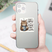 Eerst koffie dan mogelijkheden Cat Lover Vinyll Sticker (Telefoon)