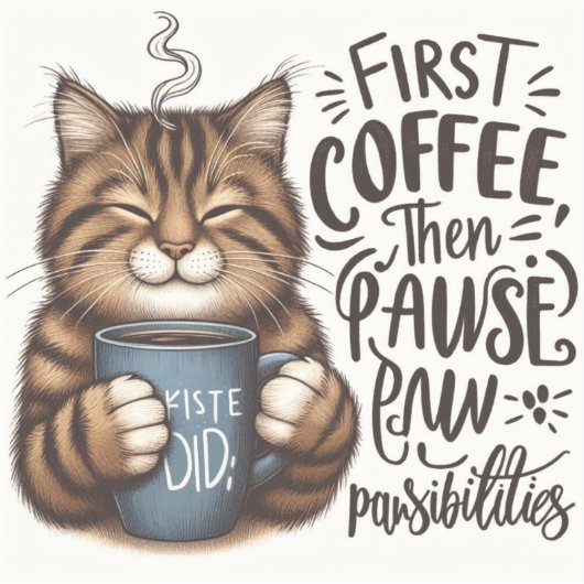 Eerst koffie dan mogelijkheden Cat Lover Vinyll Sticker (Voorkant)