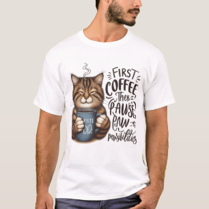 Eerst koffie dan mogelijkheden kattenliefhebber t-shirt