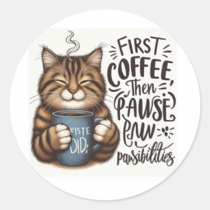Eerst koffie dan Pawsiabilities Cat Lover Sticker