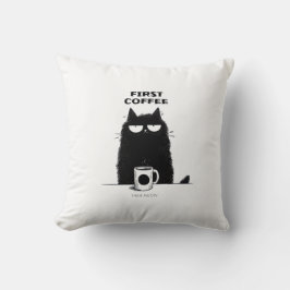 Eerst koffie dan poes – Grappige kat koffie liefhe Kussen