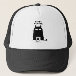 Eerst koffie dan poes – Grappige kat koffie liefhe Trucker Pet