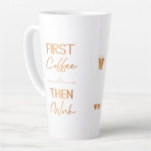 Eerst koffie dan werk glam girly typografie latte mok (Linkerhoek)