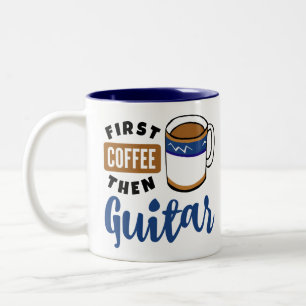 Eerst koffie en daarna Guitar Music Lover Tweekleurige Koffiemok