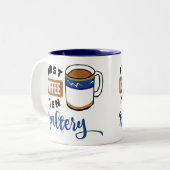 Eerst koffie en daarna muziek in de saltery tweekleurige koffiemok (Voorkant links)