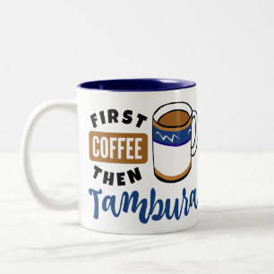 Eerst koffie en daarna Tambura Music Lover Tweekleurige Koffiemok