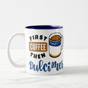 Eerst koffie en dan Dulcimer muziekliefhebber Tweekleurige Koffiemok