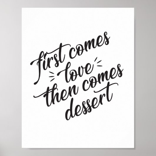 Eerst komt de liefde, dan komt het dessert bord poster (Voorkant)