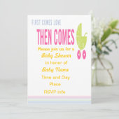 Eerst komt liefde en dan komt Baby shower uitnodig Kaart (Staand voorkant)