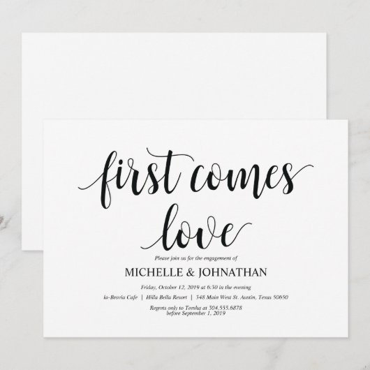 Eerst komt liefde, uitnodigt de Engagement Party Kaart (Voorkant / Achterkant)