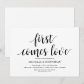 Eerst komt liefde, verlovingsfeest nodigt uit kaart (Voorkant / Achterkant)