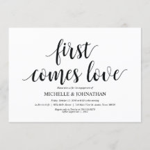 Eerst komt liefde, verlovingsfeest nodigt uit