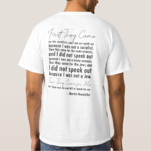 ✊ "Eerst kwamen ze" citeerde Martin Niemöller T-shirt