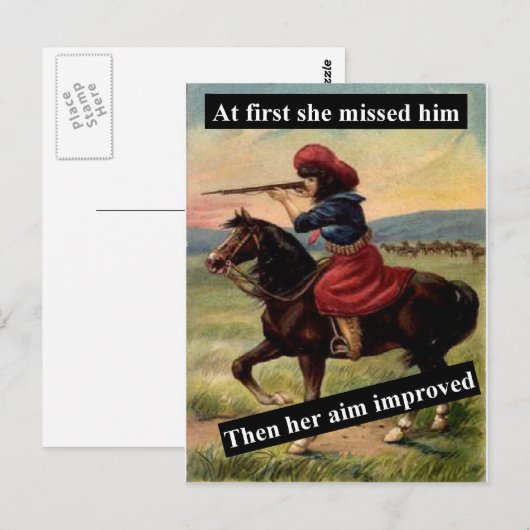 Eerst miste ze hem. Dan werd haar doel verbeterd Briefkaart (Voorkant / Achterkant)