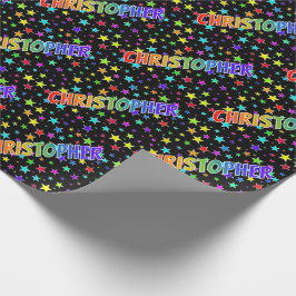 Eerst naam "CHRISTOPHER" + sterren regenboog Cadeaupapier