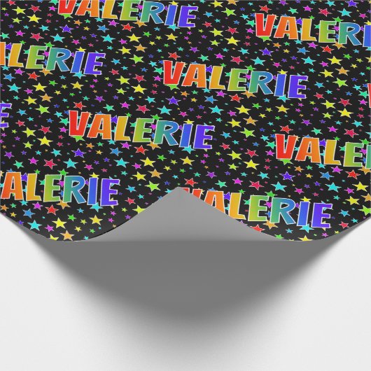 Eerst naam "VALERIE" + sterren regenboog Cadeaupapier (Hoek)