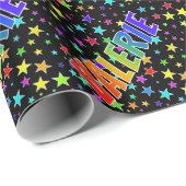 Eerst naam "VALERIE" + sterren regenboog Cadeaupapier (Rol Hoek)