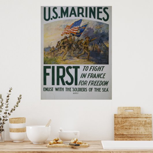 Eerst naar Vecht USMC-Poster Poster (Keuken)