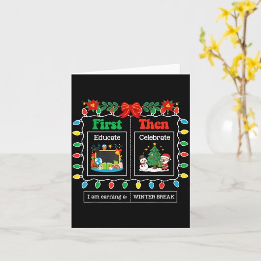 Eerst Onderwijs Dan Winterstop Kerstmis Vieren Kaart (Gele Bloem)