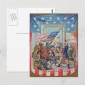 Eerst Vierde van de Amerikaanse Vlag van Juli Briefkaart (Voorkant / Achterkant)