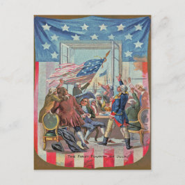 Eerst Vierde van de Amerikaanse Vlag van Juli Briefkaart