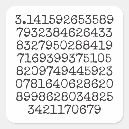Eerste 100 cijfers van de Sticker van Pi (Voorkant)
